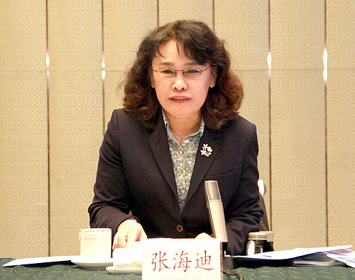 圖為中國(guó)殘聯(lián)主席張海迪講話